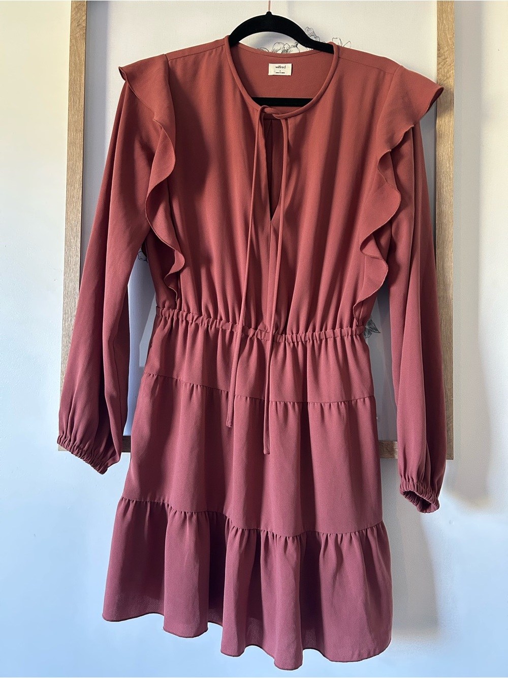 Wilfred Tiered Ruffle-Shoulder Long Sleeve Dress